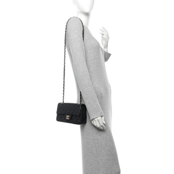 CHANEL Lambskin Quilted Mini Rectangular Flap Black