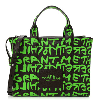 MARC JACOBS X STEPHEN SPROUSE Grained Calfskin Medium The Tote Bag Green