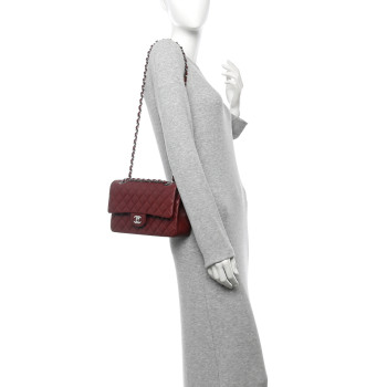 CHANEL Lambskin Quilted Medium Double Flap Burgundy