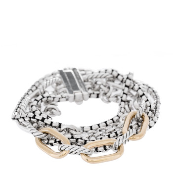 DAVID YURMAN Sterling Silver 18K Yellow Gold Multi Row Chain Bracelet