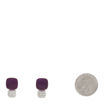POMELLATO 18K Rose White Gold Diamond Amethyst Nudo Earrings