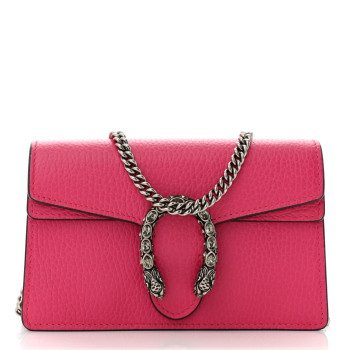 GUCCI Dollar Calfskin Crystal Super Mini Dionysus Shoulder Bag Box Pink Black Diamond
