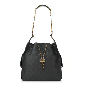CHANEL Caviar Quilted Medium Chanel 25 Handbag Dark Gray