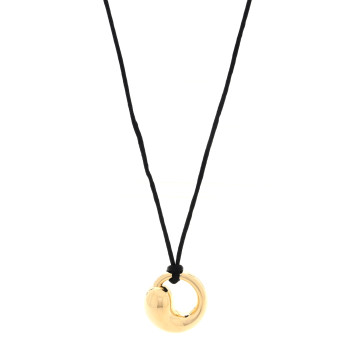 TIFFANY 18K Yellow Gold Elsa Peretti Eternal Circle Pendant Cord Necklace