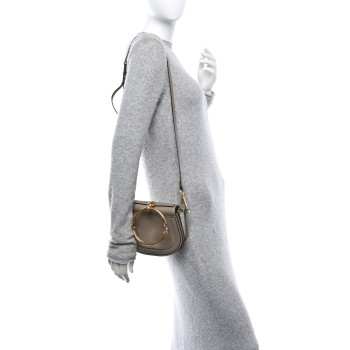 CHLOE Calfskin Suede Small Nile Bracelet Bag Motty Grey
