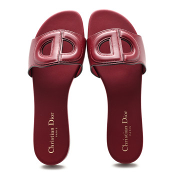 CHRISTIAN DIOR Calfskin D-Club Mule Sandal 40 Strawberry