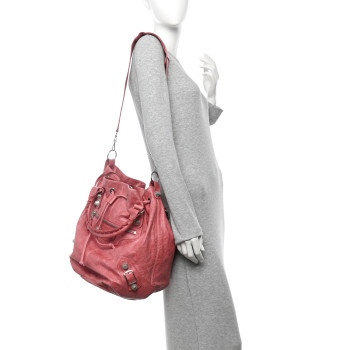 BALENCIAGA Agneau Giant 21 Silver Hardware Pompon Framboise