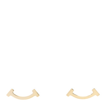 TIFFANY 18K Yellow Gold T Smile Stud Earrings