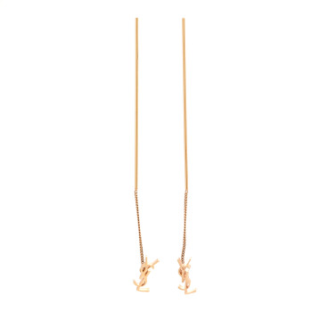 SAINT LAURENT Metal Opyum Threader Earrings Gold