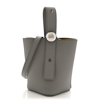 LOEWE Soft Grained Calfskin Mini Pebble Bucket Bag Pearl Grey