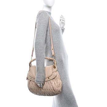 MIU MIU Nappa Matelasse Coffer Hobo Cammeo