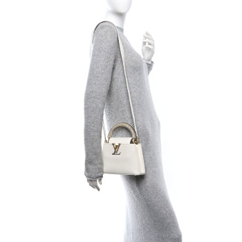 LOUIS VUITTON Taurillon Ayers Capucines Mini White Snow White