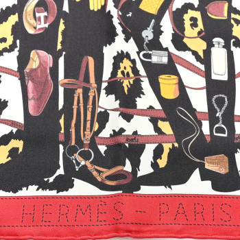 HERMES Silk Gavroche Monsieur et Madame Pocket Square