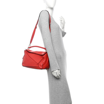 LOEWE Calfskin Medium Puzzle Bag Scarlet