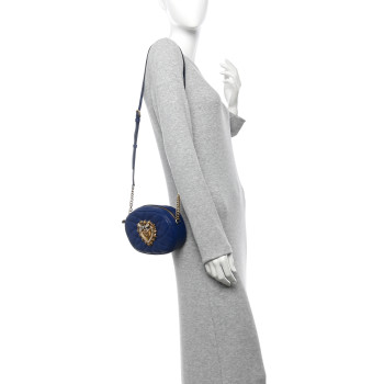 DOLCE & GABBANA Calfskin Devotion Crossbody Bag Blue