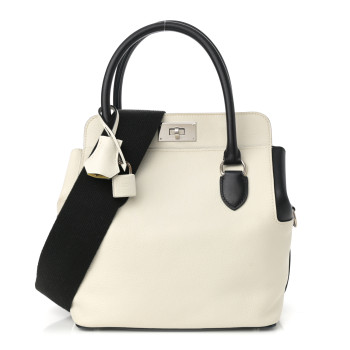 HERMES Evercolor Tri-Color Toolbox 20 White Black Jaune Poussin