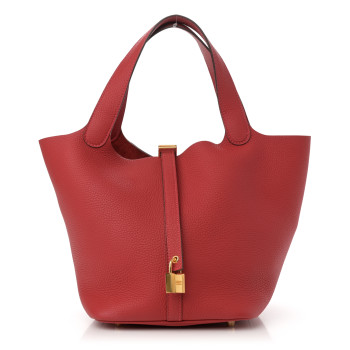 HERMES Taurillon Clemence Picotin Lock 22 MM Vermillon