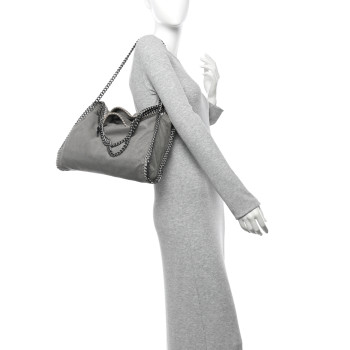STELLA MCCARTNEY Shaggy Deer Falabella Fold Over Tote Grey