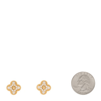 VAN CLEEF & ARPELS 18K Yellow Gold Diamond Vintage Alhambra Earrings