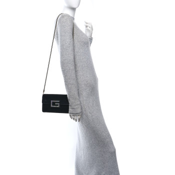 GUCCI Velvet Crystal Square G Shoulder Bag Black