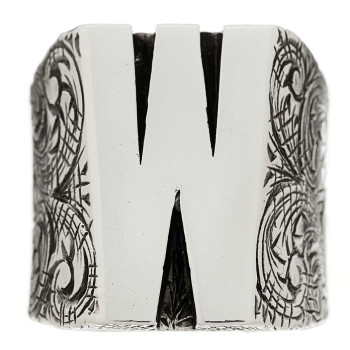 GUCCI Sterling Silver Letter W Ring 54 7