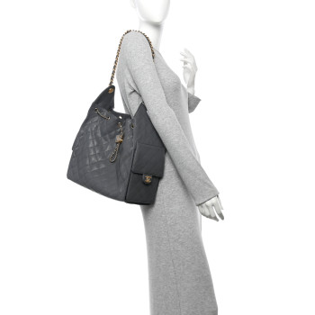 CHANEL Caviar Quilted Medium Chanel 25 Handbag Dark Gray