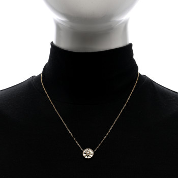 CHRISTIAN DIOR 18K Yellow Gold Diamond Mother of Pearl Rose Des Vents Necklace