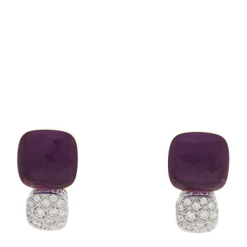 POMELLATO 18K Rose White Gold Diamond Amethyst Nudo Earrings
