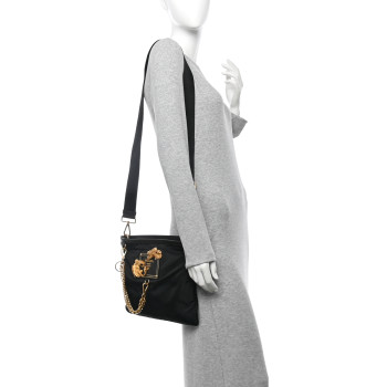 PRADA Tessuto Nylon Saffiano Animalier Messenger Bag Black
