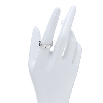 CARTIER 18K White Gold 8 Diamond 4mm Wedding Band LOVE Ring 58 8.5