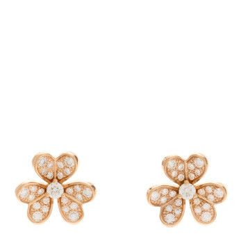 VAN CLEEF & ARPELS 18K Rose Gold Diamond Mini Frivole Pave Earrings
