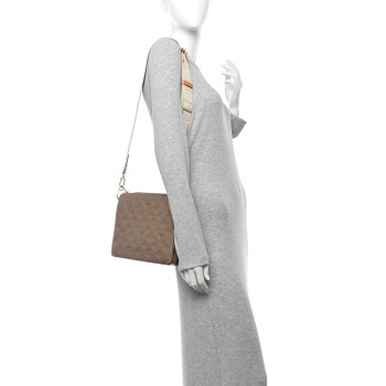 LOUIS VUITTON Lambskin Embossed Monogram Coussin PM Taupe