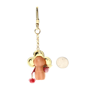 LOUIS VUITTON Wood Chinese New Year Vivienne Bag Charm Red Gold