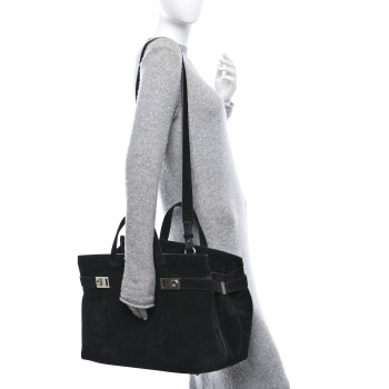 SALVATORE FERRAGAMO Suede Mens Wanda Tote Bag Black