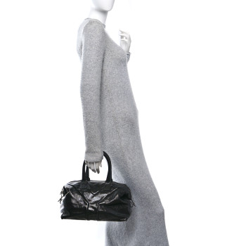 SAINT LAURENT Textured Patent Small Easy Y Bag Black