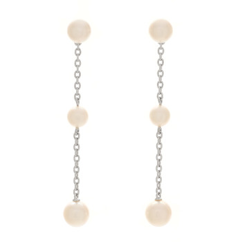 MIKIMOTO 18K White Gold Akoya Cultured Pearl 4.5-6.5mm Triple Drop Earrings