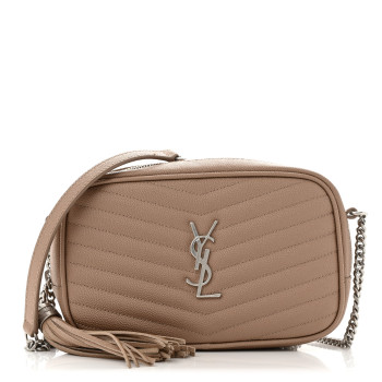 SAINT LAURENT Grain De Poudre Matelasse Monogram Mini Lou Camera Bag Gold Sand