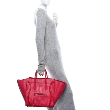 CELINE Snakeskin Medium Phantom Luggage Fushia