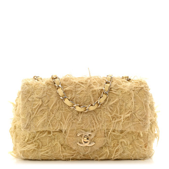 CHANEL Tweed Quilted Mini Rectangular Flap Yellow