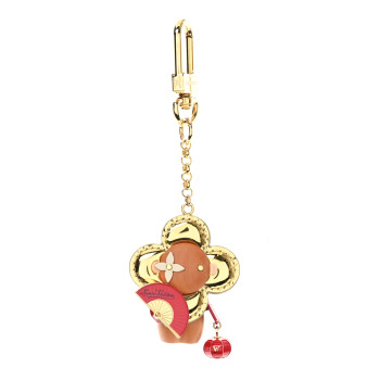 LOUIS VUITTON Wood Chinese New Year Vivienne Bag Charm Red Gold
