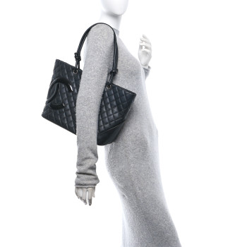 CHANEL Calfskin Quilted Large Cambon Tote Black