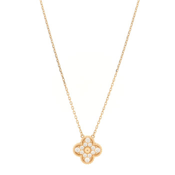 VAN CLEEF & ARPELS 18K Yellow Gold Diamond Vintage Alhambra Pendant Necklace VAN CLEEF & ARPELS 18K Yellow Gold Diamond Vintage Alhambra Pendant Necklace