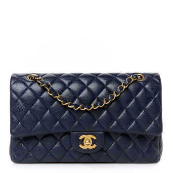 CHANEL Caviar Quilted Medium Double Flap Navy