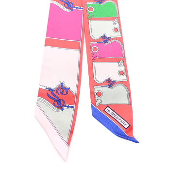 HERMES Silk Camails Twilly Grenadine Vert Rose