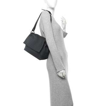 BOTTEGA VENETA Nappa Intrecciato Flap Shoulder Bag Ardoise