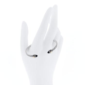 DAVID YURMAN Sterling Silver 18K Yellow Gold Black Onyx 4mm Cable Renaissance Bracelet