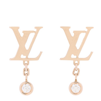 LOUIS VUITTON 18K Pink Gold Diamond Idylle Blossom LV Stud Earrings