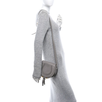 CHLOE Calfskin Mini Marcie Round Crossbody Bag  Cashmere Grey