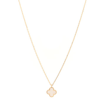 VAN CLEEF & ARPELS 18K Yellow Gold Mother of Pearl Sweet Alhambra Pendant Necklace