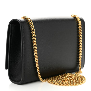 SAINT LAURENT Grain De Poudre Small Monogram Kate Satchel Black